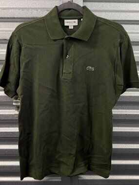 LACOSTE Dark Green Crocodile Logo Short Sleeves Classic Fit Polo Sz S